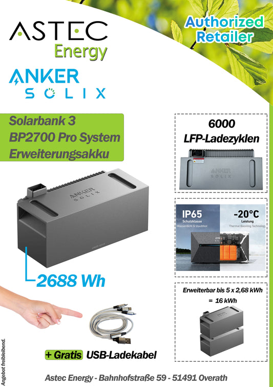 ANKER SOLIX Solarbank 3 BP2700 Pro Erweiterungsbatterie