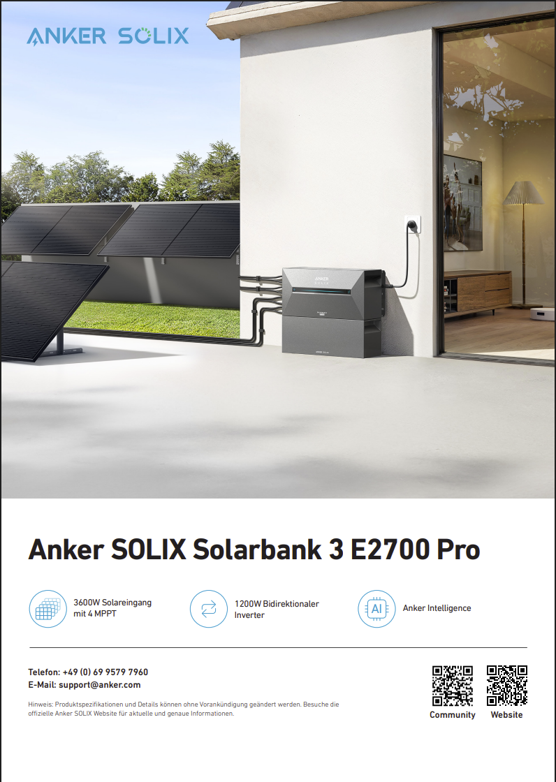 Balkonkraftwerk 2000Wp 4x Tier1 Module + Anker Solix 2,7kW Speicher + Anker Smart Meter