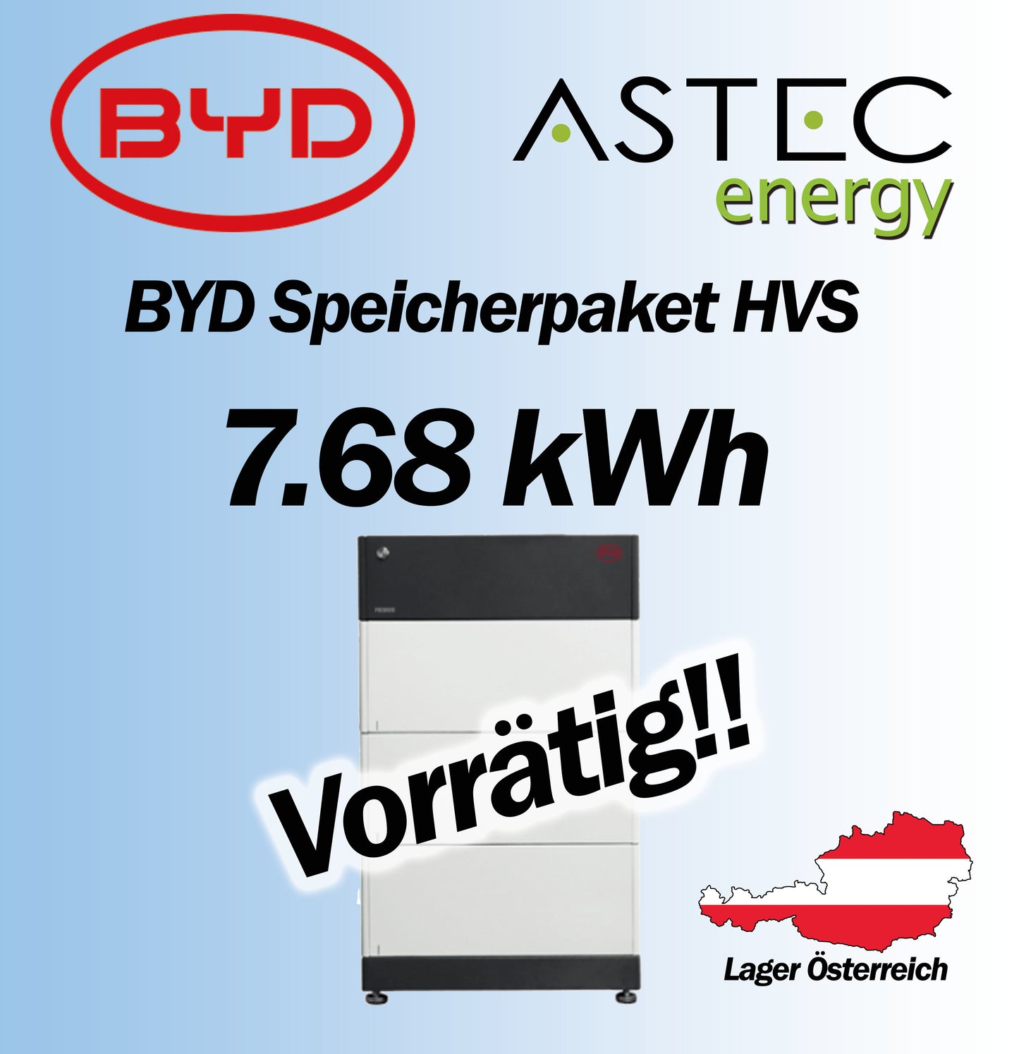BYD HVS Speicher 3x 2,56 kWh HVS 7,7 Bat. BCU BOX BYD Speicher