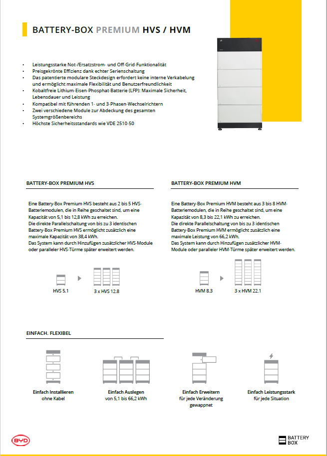 BYD HVS Speicher 3x 2,56 kWh HVS 7,7 Bat. BCU BOX BYD Speicher