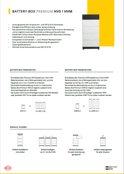 BYD HVS Speicher 3x 2,56 kWh HVS 7,7 Bat. BCU BOX BYD Speicher